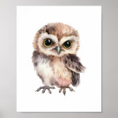 かわいいベビーフクロウの水色 ポスター (正面)