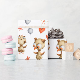 かわいいベビーフクロウキッズ ラッピングペーパー