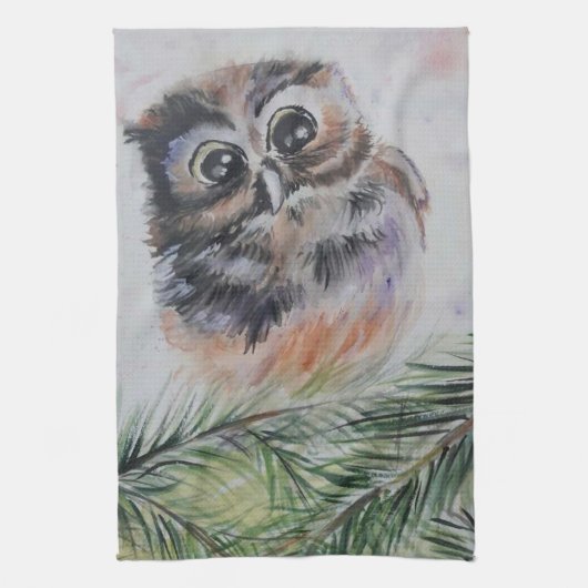 かわいいベビーフクロウキッチンタオル キッチンタオル (縦)