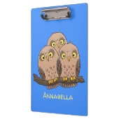 かわいいベビーフクロウトリオ漫画イラストレーション クリップボード (左)