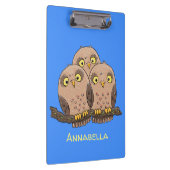 かわいいベビーフクロウトリオ漫画イラストレーション クリップボード (右)