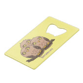 かわいいベビーフクロウトリオ漫画イラストレーション クレジットカード栓抜き (正面アングル)