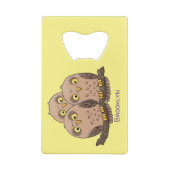 かわいいベビーフクロウトリオ漫画イラストレーション クレジットカード栓抜き (裏面)