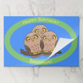 かわいいベビーフクロウトリオ漫画イラストレーション ペーパーパッド (折り畳み)