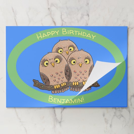 かわいいベビーフクロウトリオ漫画イラストレーション ペーパーパッド (折り畳み)