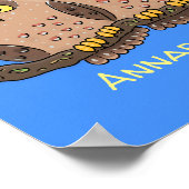 かわいいベビーフクロウトリオ漫画イラストレーション ポスター (角)