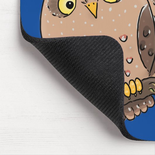 かわいいベビーフクロウトリオ漫画イラストレーション マウスパッド (コーナー)