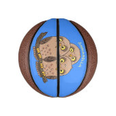 かわいいベビーフクロウトリオ漫画イラストレーション ミニバスケットボール (縦)