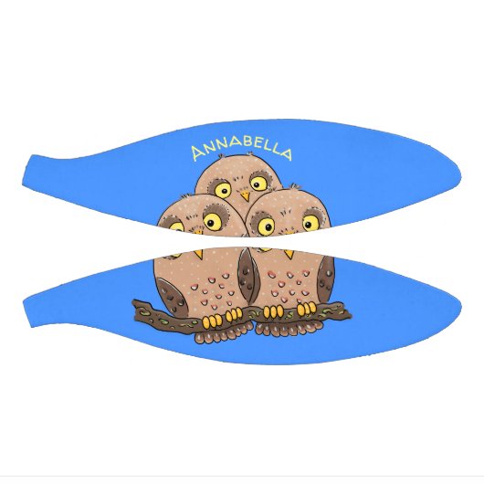 かわいいベビーフクロウトリオ漫画イラストレーション ミニバスケットボール (パネル)