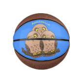 かわいいベビーフクロウトリオ漫画イラストレーション ミニバスケットボール (正面)