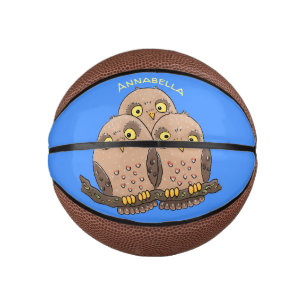 かわいいベビーフクロウトリオ漫画イラストレーション ミニバスケットボール