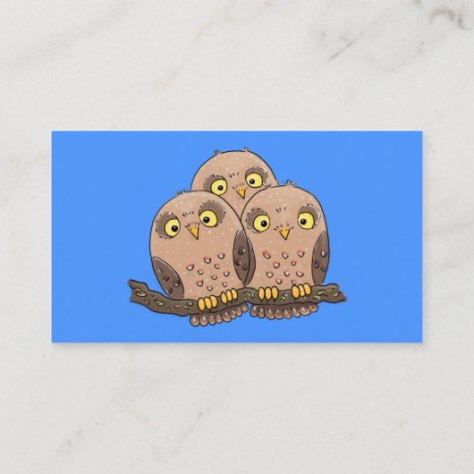 かわいいベビーフクロウトリオ漫画イラストレーション 名刺 (裏面)