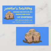 かわいいベビーフクロウトリオ漫画イラストレーション 名刺 (正面/裏面)