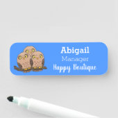 かわいいベビーフクロウトリオ漫画イラストレーション 名札 (インサイチュ)