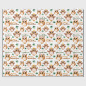 かわいいベビーフクロウハッピーバースデー ラッピングペーパー (フラット)