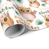 かわいいベビーフクロウハッピーバースデー ラッピングペーパー (ロールコーナー)
