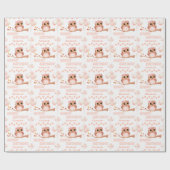 かわいいベビーフクロウバルーンガールハッピーバースデー ラッピングペーパー (フラット)