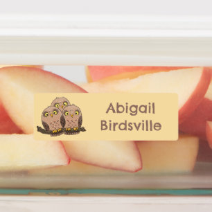かわいいベビーフクロウパーソナライズされたトリオ ラベル