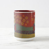 かわいいベビーフクロウフォーク絵画アートズフート ツートーンマグカップ (中央)