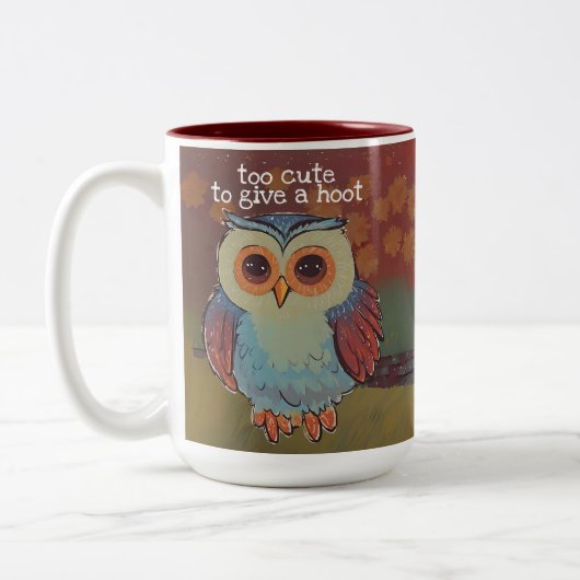 かわいいベビーフクロウフォーク絵画アートズフート ツートーンマグカップ (左)