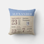 かわいいベビーフクロウ春ブルー誕生スタットボーイ子供部屋 クッション (正面)