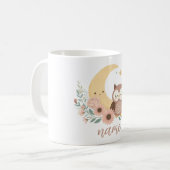 かわいいベビーフクロウ月 コーヒーマグカップ (正面左)