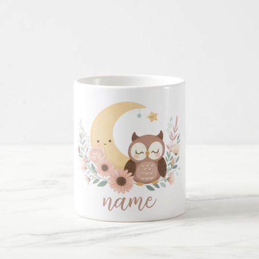 かわいいベビーフクロウ月 コーヒーマグカップ (中央)