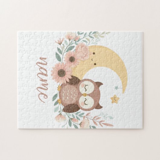かわいいベビーフクロウ月 ジグソーパズル (横)