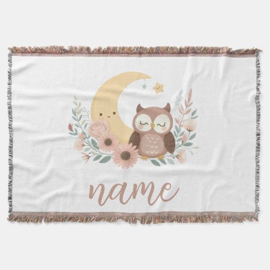 かわいいベビーフクロウ月 スローブランケット (正面)
