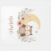 かわいいベビーフクロウ月 フリースブランケット (正面(横))