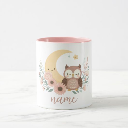 かわいいベビーフクロウ月 マグカップ (中央)