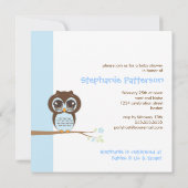 かわいいベビーフクロウ男の子ベイビーシャワー招待状 招待状 (裏面)