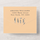 かわいいベビーフクロウ鳥の羽ボヘミアンウォーター色アル オールインワン招待状 (裏面)