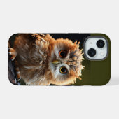 かわいいベビーフクロウ鳥自然動物ユーモアアート iPhone 15ケース (裏面横)