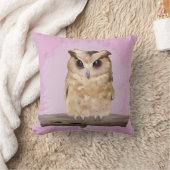 かわいいベビーフクロウ – ピンク クッション (ブランケット)
