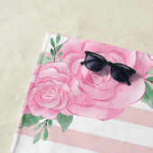 かわいいベビーフラミンゴストライプ ビーチタオル (インサイチュ)