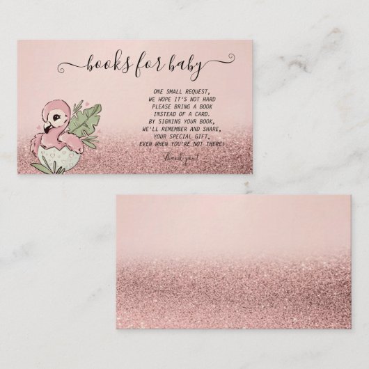 かわいいベビーフラミンゴバラ金ゴールドグリッター エンクロージャーカード (正面/裏面)