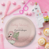 かわいいベビーフラミンゴバラ金ゴールドグリッター ペーパープレート (パーティー)