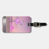 かわいいベビーフラミンゴビーチサンセット ラゲッジタグ (正面横)
