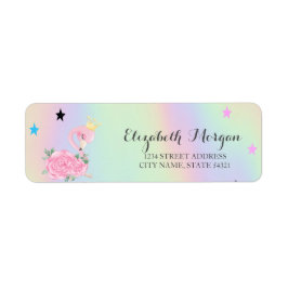 かわいいベビーフラミンゴ,星,ホログラフィック ラベル