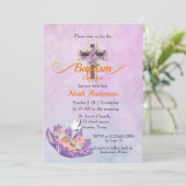 かわいいベビーフラワーバプテスマ招待状 招待状 (スタンド正面)