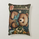 かわいいベビーブラウンベアーウィリアムモリスインスパイア アクセントクッション (裏面(縦))