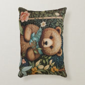 かわいいベビーブラウンベアーウィリアムモリスインスパイア アクセントクッション (正面(垂直))