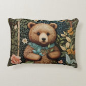 かわいいベビーブラウンベアーウィリアムモリスインスパイア アクセントクッション (裏面)