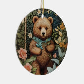 かわいいベビーブラウンベアーウィリアムモリスインスパイア セラミックオーナメント (右)