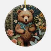 かわいいベビーブラウンベアーウィリアムモリスインスパイア セラミックオーナメント (裏面)