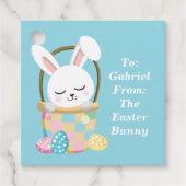 かわいいベビーブルーイースターバニーカスタマイズパーティー フェイバータグ (正面)
