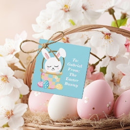 かわいいベビーブルーイースターバニーカスタマイズパーティー フェイバータグ