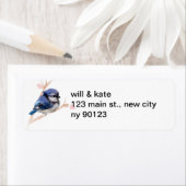 かわいいベビーブルージェイスバード差出人住所ラベル ラベル (インサイチュ)