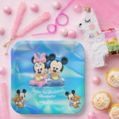 かわいいベビーブルーツインズ1stバースデーキッズパーティー ペーパープレート (パーティー)